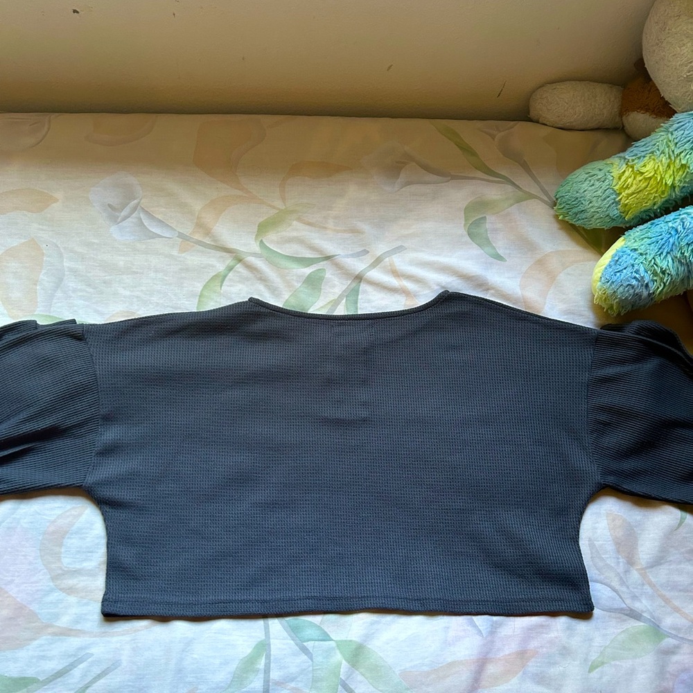 Grey Long Sleeve Crop Top